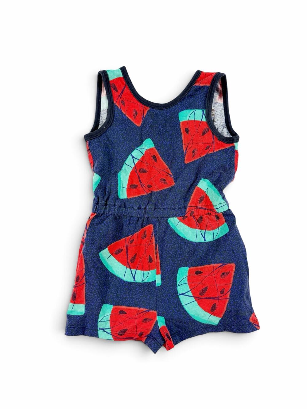 Tea Collection Watermelon Reversible Wrap Romper Navy Blue Size 6